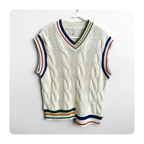 ★ Zara Unisex Limited Edition Asymmetrical Woven Vest 2023 SS - Cream ★
